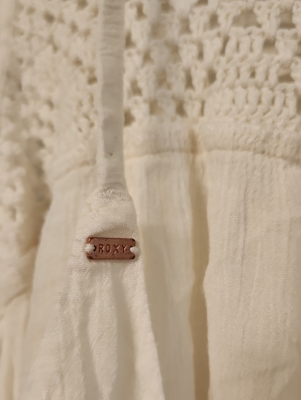 Roxy White Crochet Top Dress / Swim Cover Up 100% Cotton - Picture 10 of 13